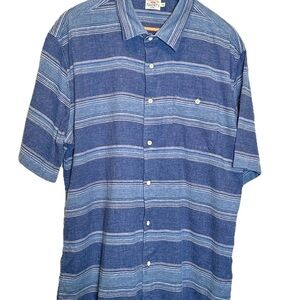Faherty Shirt Mens  Blue Striped Short Sleeve Button Size XL